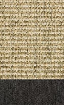 Sisal Salvador birke 086 tæppe med kantbånd i Mønstret sort